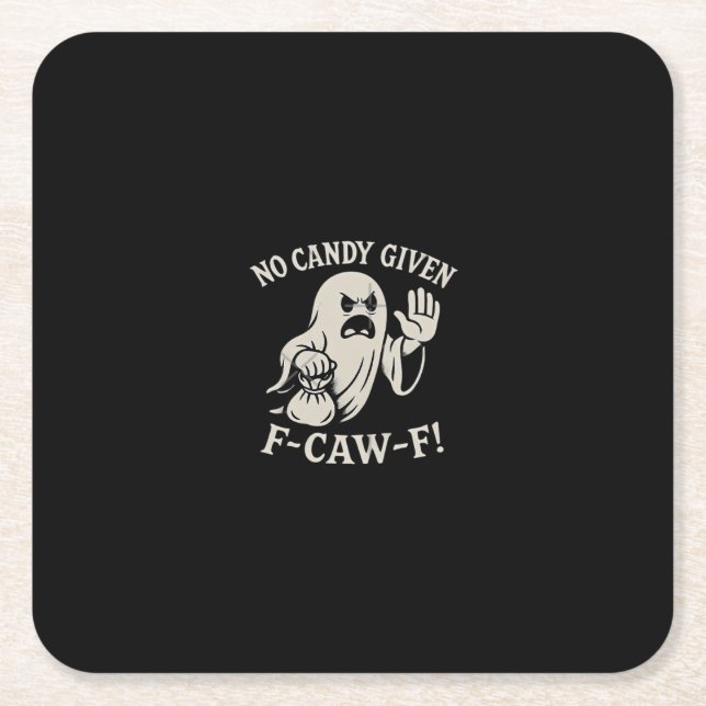 Spooky No Given F-Caw-F Graphic Square Paper Coaster (Front)