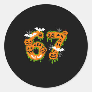Spooky Number 67 In Halloween For Everyone Classic Round Sticker