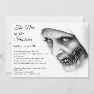 Spooky Nun Halloween Invitation Haunting Religion