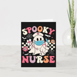 Spooky Nurse Ghost Halloween Cute Groovy Nursing H Card