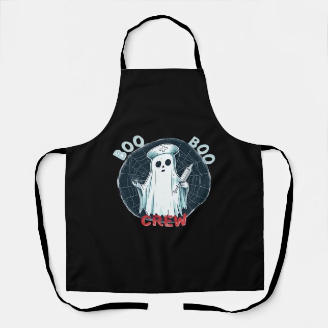 Spooky Nurse Ghost Haunted Hospital Crew Ghostly N Apron (Front)