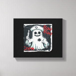 Spooky Nurse Ghost Haunted Hospital Crew Ghostly N Canvas Print
