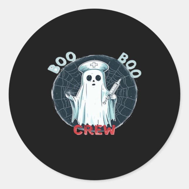 Spooky Nurse Ghost Haunted Hospital Crew Ghostly N Classic Round Sticker (Front)