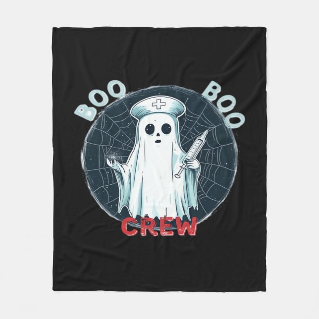 Spooky Nurse Ghost Haunted Hospital Crew Ghostly N Fleece Blanket (Front)