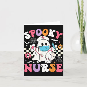 Spooky Nurse Halloween Ghost Cute Groovy Nursing Card