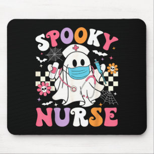 Spooky Nurse Halloween Ghost Cute Groovy Nursing Mouse Pad