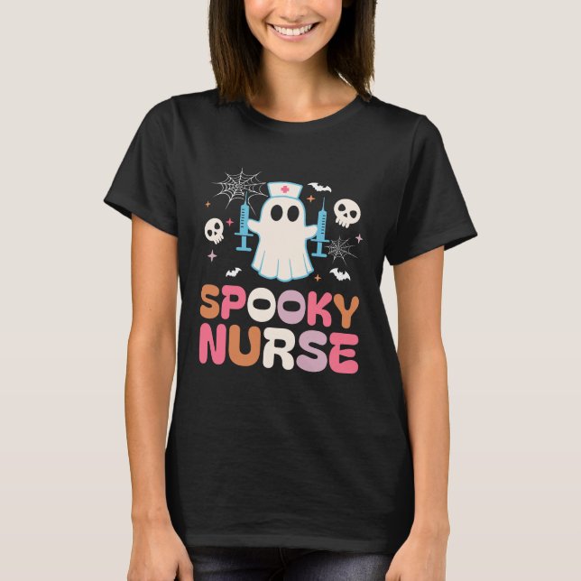 Spooky Nurse Halloween Ghost Shirt Medical Staff (Front)