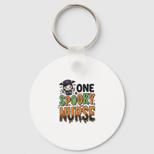 Spooky Nurse Halloween Vintage Engraving Design_1 Keychain