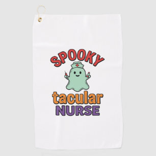 Spooky Nurse Halloween Vintage Vector Shirt Design Golf Towel