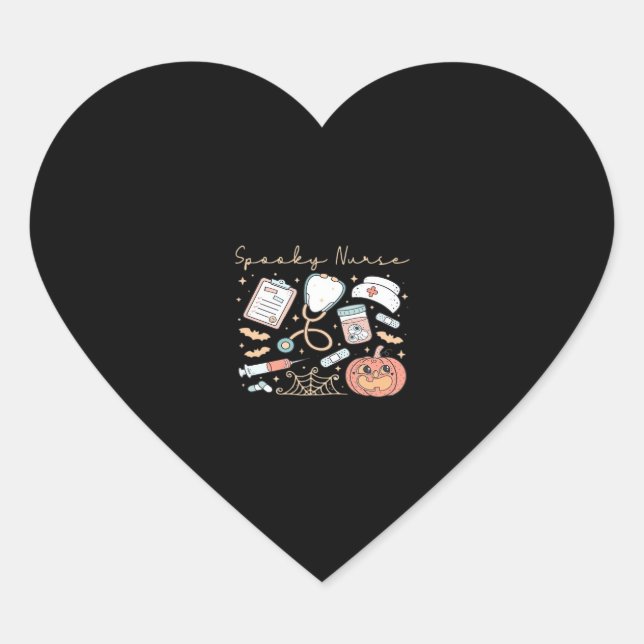 Spooky Nurse Life Oversized T-Shirt Heart Sticker (Front)