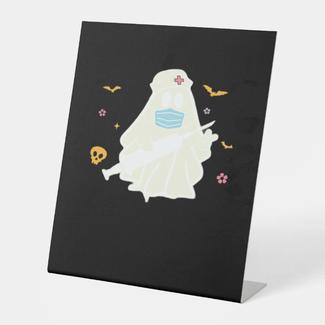 Spooky Nurse Practitioner Cute Halloween Oversized Pedestal Sign (Front)