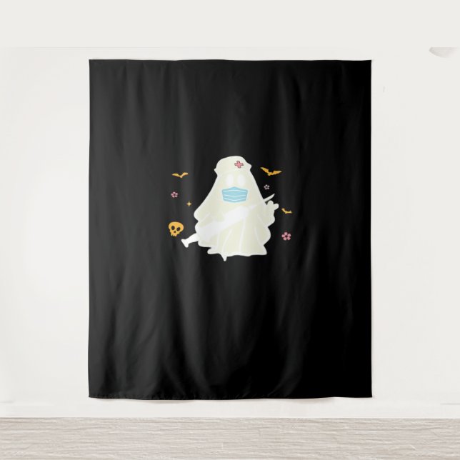 Spooky Nurse Practitioner Cute Halloween Oversized Tapestry (Front)
