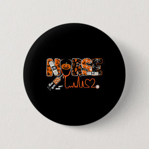 Spooky Nurse Pumpkin Halloween Costume Rn Cna Mens 2 Inch Round Button
