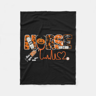 Spooky Nurse Pumpkin Halloween Costume Rn Cna Mens Fleece Blanket