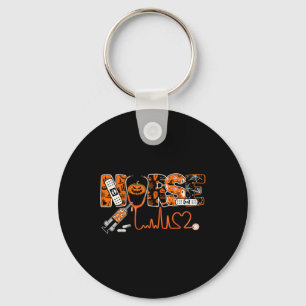 Spooky Nurse Pumpkin Halloween Costume Rn Cna Mens Keychain