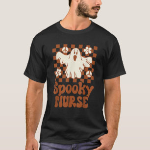 Spooky Nurse Retro Groovy Halloween Nurses Costume T-Shirt
