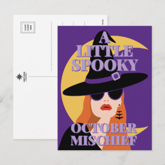 Spooky October Mischief Halloween Witch Holiday Postcard