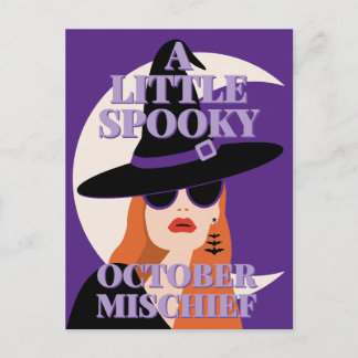 Spooky October Mischief Halloween Witch Holiday Postcard