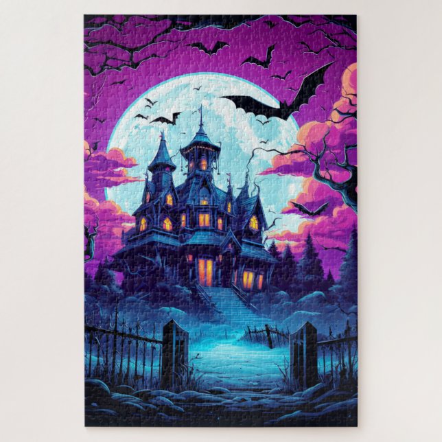 Spooky Old Haunted House Halloween Jigsaw Puzzle (Vertical)