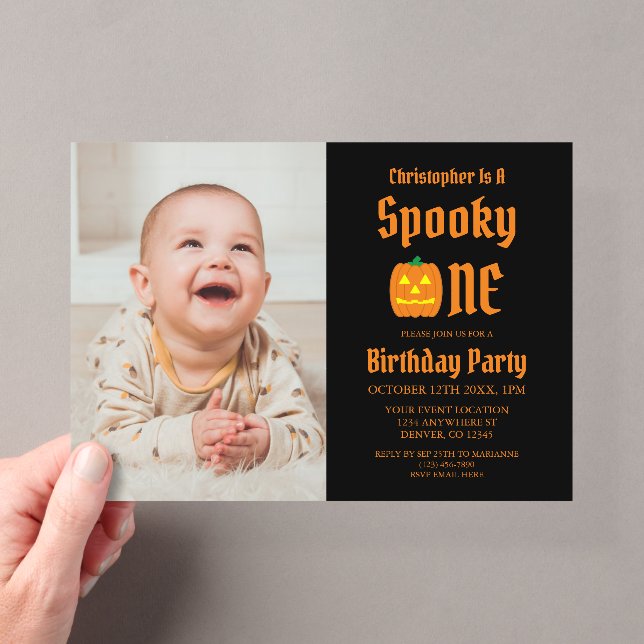 Spooky One 1st Birthday Acrylic Invitations (Insitu (Handheld))