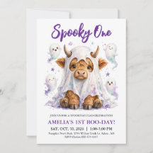 Spooky One 1st Birthday Halloween Highland Cow