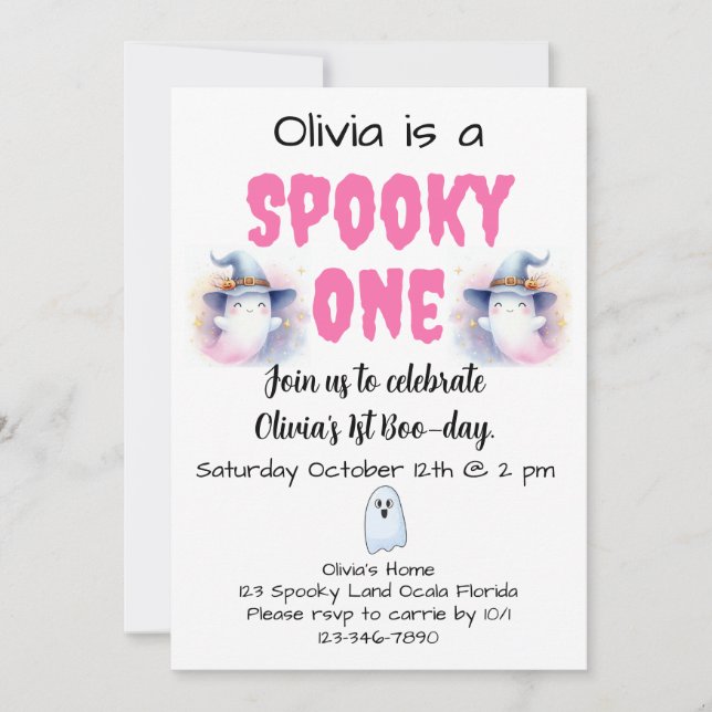 Spooky One 1st Birthday Invitation (Front)