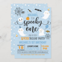 Spooky One Birthday Invitation - Boy (Blue)