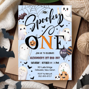 Spooky One! Boy Ghost Halloween 1st Birthday Party Invitation