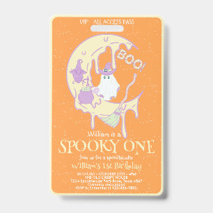 Spooky One Boy Name Kids Halloween 1st Birthday Badge