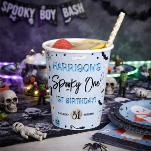 Spooky One! Boys Halloween 1st Birthday Party Paper Cups