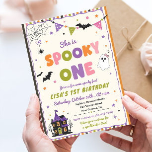 Spooky One Colourful Whimsical Halloween Birthday Invitation