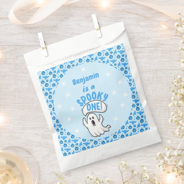 Spooky One Cute Funny Halloween Ghost 1st Birthday Favour Bag (Clipped)