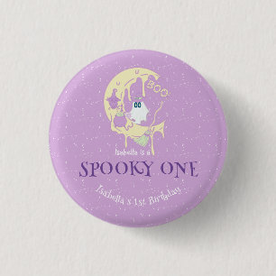 Spooky One Cute Ghost Girl Halloween 1st Birthday 1 Inch Round Button