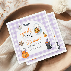 Spooky One Cute Ghost Halloween 1st Birthday Party Napkin