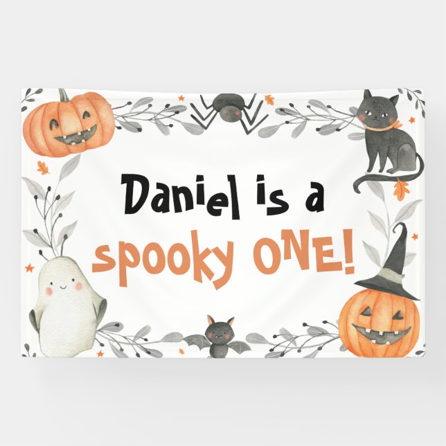 Spooky One Cute Halloween 1st Birthday Banner (Horizontal)