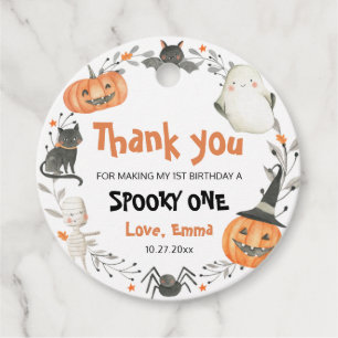 Spooky One Cute Halloween Ghost 1st Birthday Decor Favour Tags