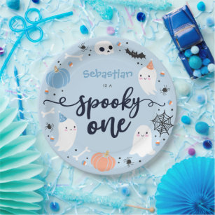 Spooky One Cute Halloween Ghost 1st Birthday Decor Paper Plate