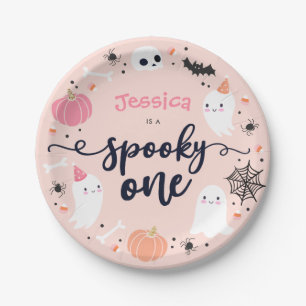 Spooky One Cute Halloween Ghost 1st Birthday Decor Paper Plate