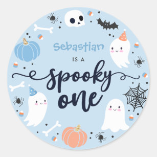 Spooky One Cute Halloween Ghost 1st Birthday Favou Classic Round Sticker
