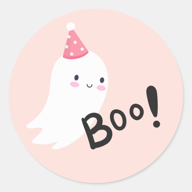 Spooky One Cute Halloween Ghost 1st Birthday Favou Classic Round Sticker (Front)