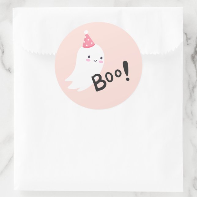 Spooky One Cute Halloween Ghost 1st Birthday Favou Classic Round Sticker (Bag)