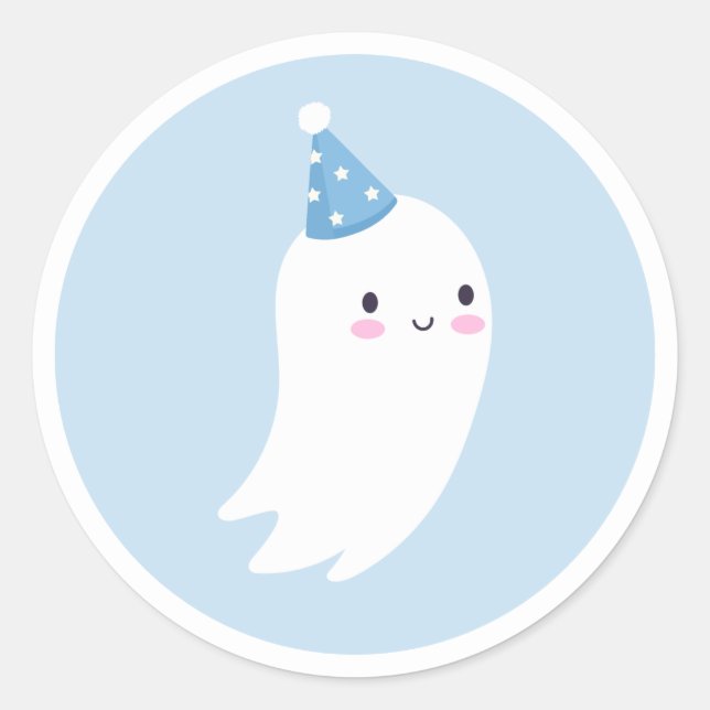 Spooky One Cute Halloween Ghost 1st Birthday Favou Classic Round Sticker (Front)