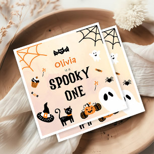 Spooky One Cute Halloween Ghost 1st Birthday Napkin