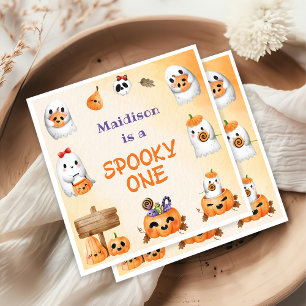 Spooky One Cute Halloween Ghost 1st Birthday Napkin