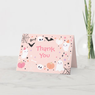 Spooky One Cute Halloween Ghost Birthday Party Thank You Card