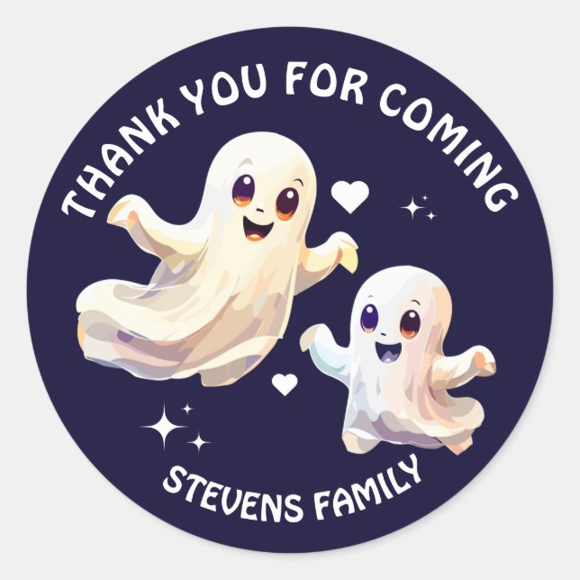 Spooky one  Cute Halloween ghost birthday Thankyou Classic Round Sticker (Front)