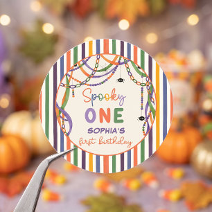 Spooky One First Birthday Colourful Classic Round Sticker