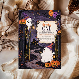 Spooky One First Birthday Little Boo Ghost Invitation