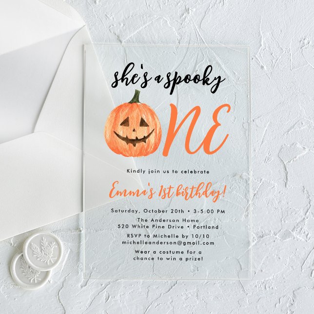 Spooky One First Birthday Party Acrylic Invitations (Creator Uploaded)