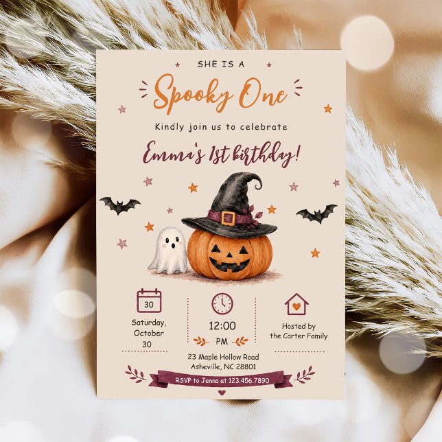 Spooky One First Birthday Party  Invitation (Creator Uploaded)